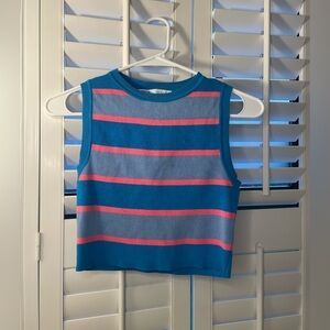 Cute Zara pink and blue striped knit crop top